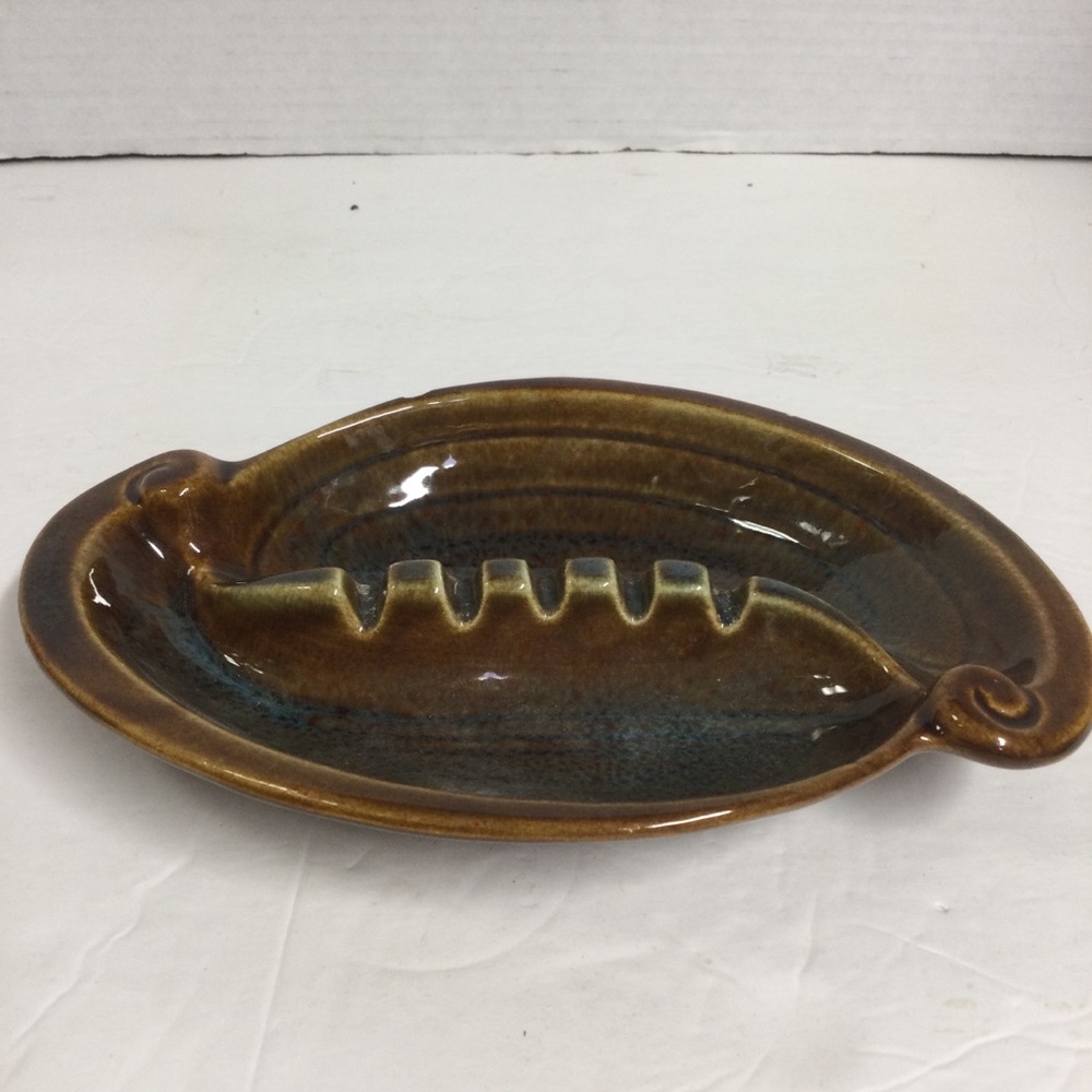 Vintage MCM Maurice Calif Brown Abstract Ceramic Ashtray Calif SP106 USA